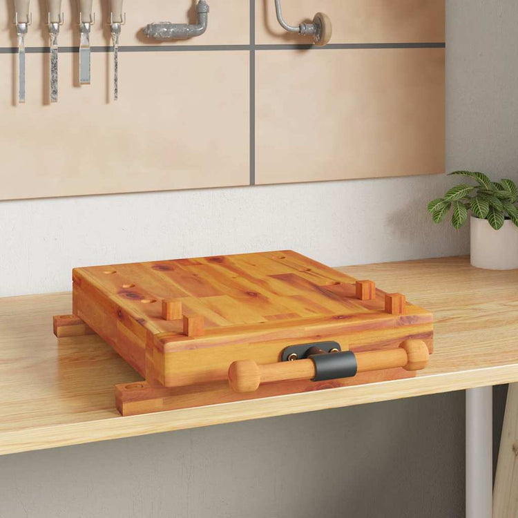 VIDAXL -Tabelle Arbeit Bank mit VICE 52x44x9,5 cm Festes Akazienholz
