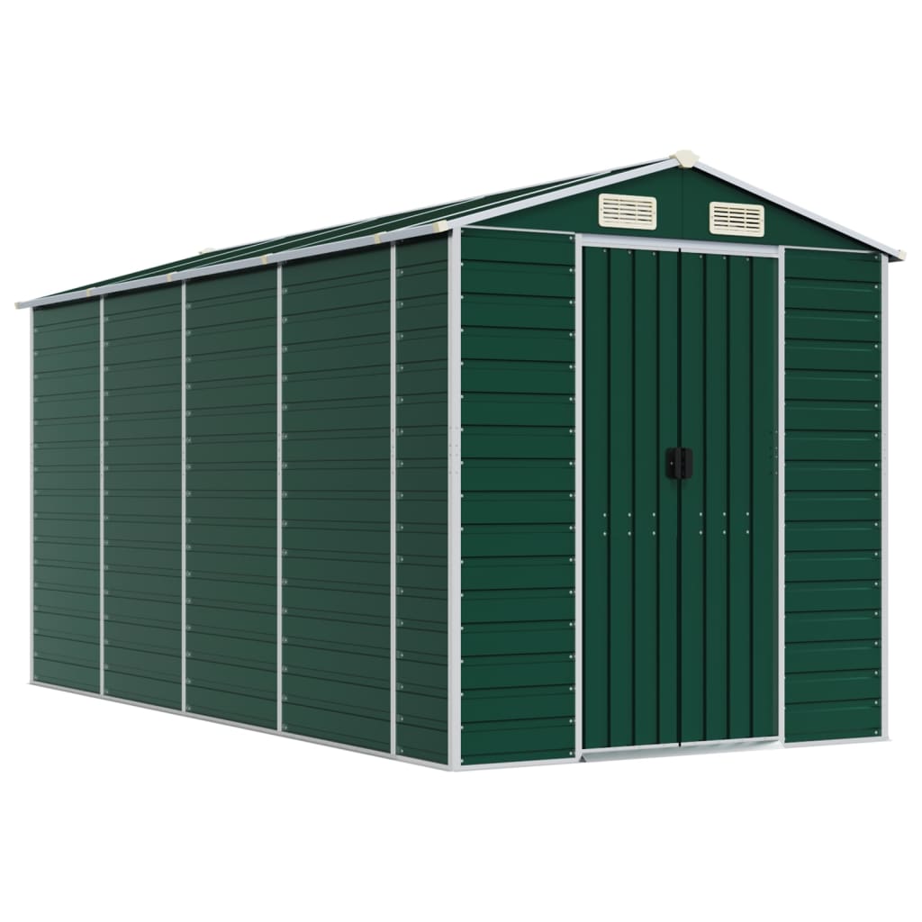 Vidaxl Garden Shed 191x385x198 cm verzinkter Stahlgrün
