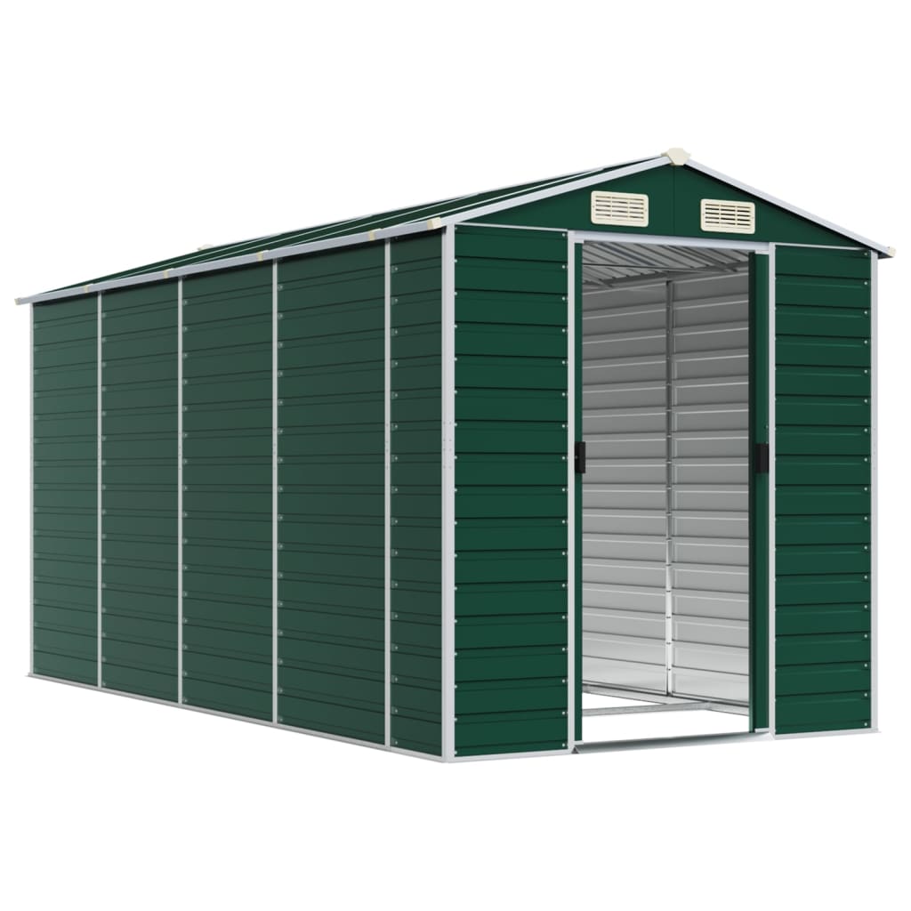 Vidaxl Garden Shed 191x385x198 cm verzinkter Stahlgrün