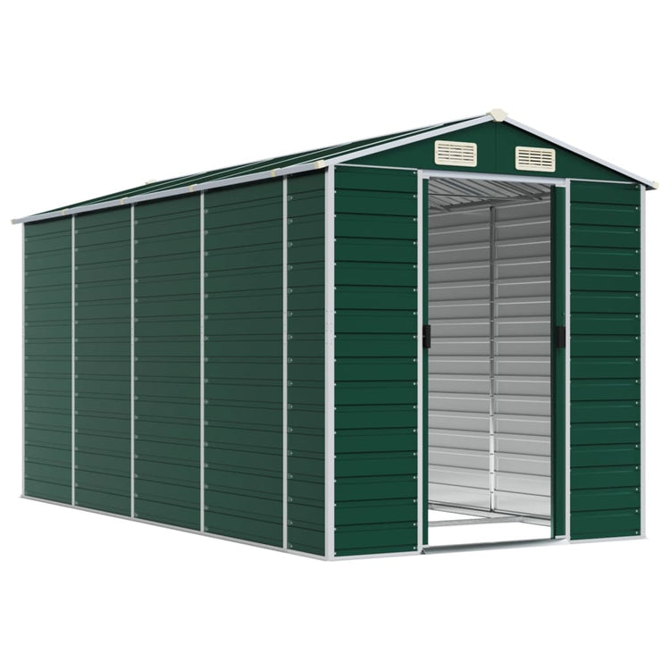 Vidaxl Garden Shed 191x385x198 cm verzinkter Stahlgrün