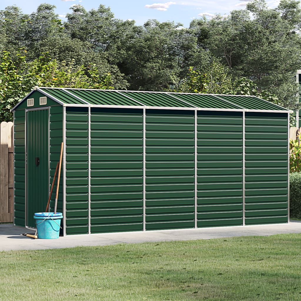 Vidaxl Garden Shed 191x385x198 cm verzinkter Stahlgrün