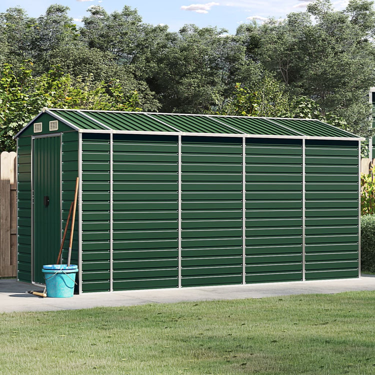 Vidaxl Garden Shed 191x385x198 cm verzinkter Stahlgrün