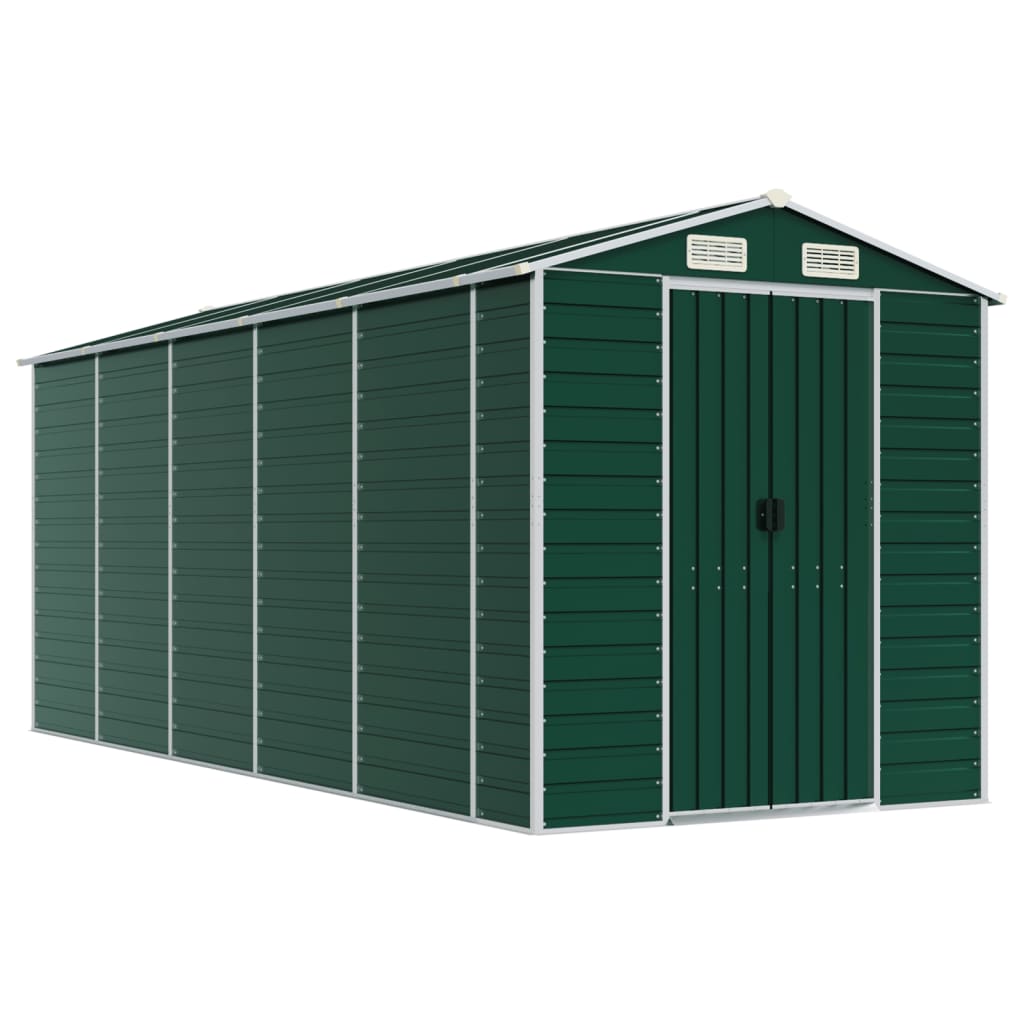 Vidaxl Garden Shed 191x470x198 cm verzinkter Stahlgrün