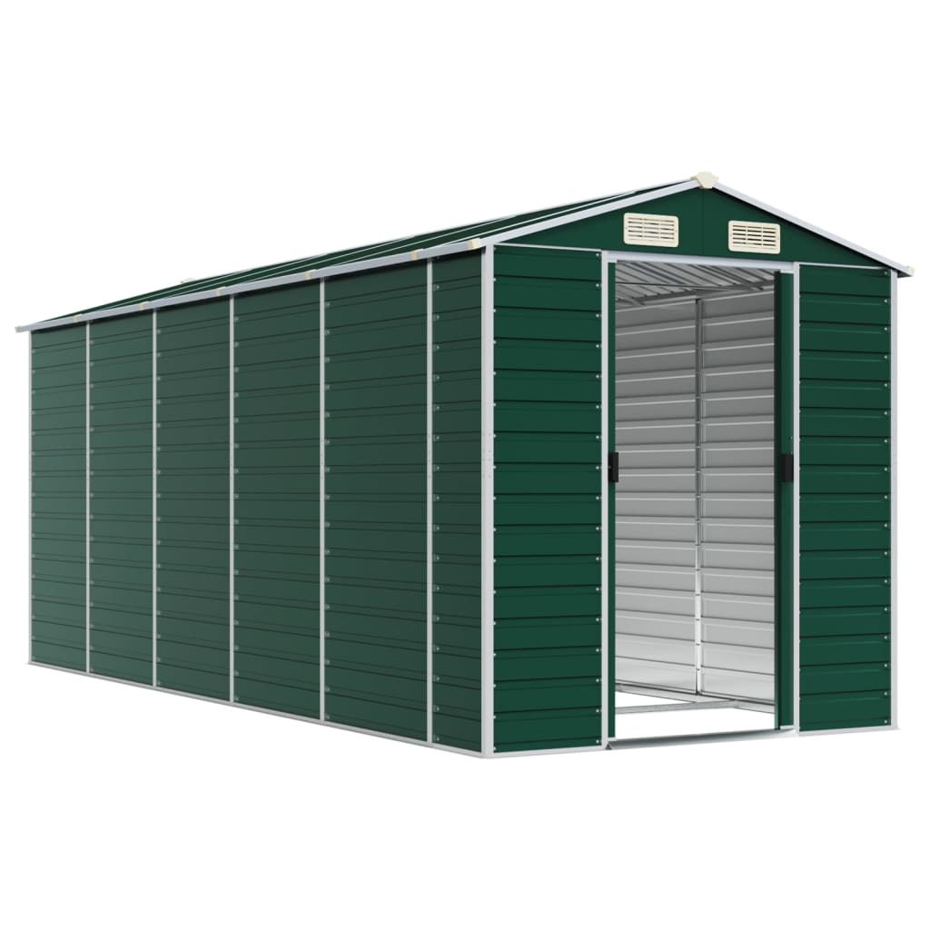 Vidaxl Garden Shed 191x470x198 cm verzinkter Stahlgrün