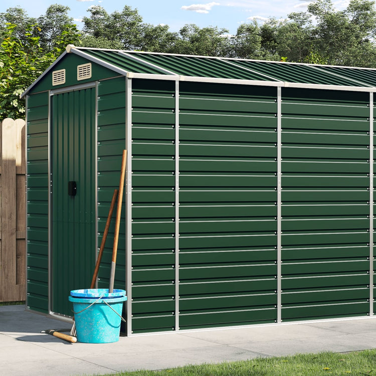 Vidaxl Garden Shed 191x470x198 cm verzinkter Stahlgrün