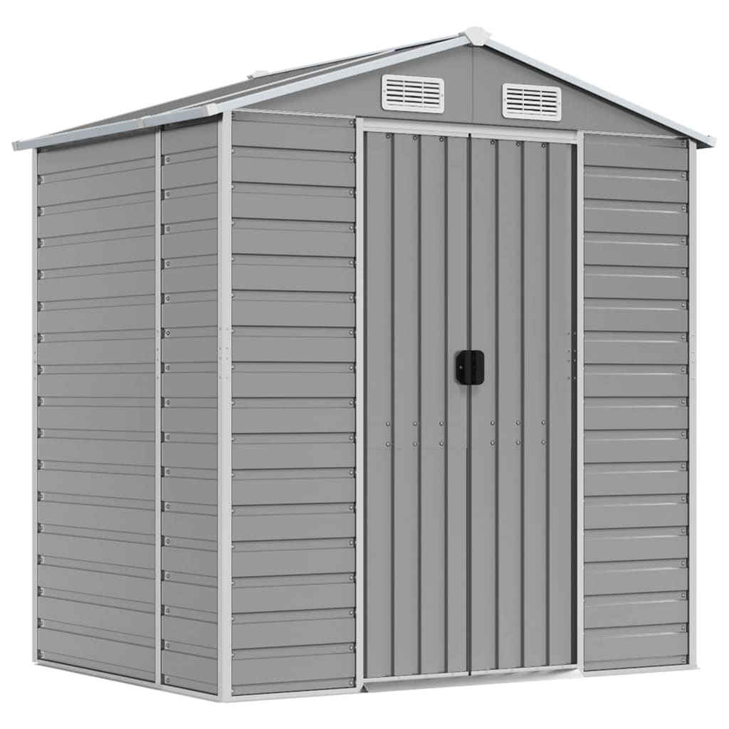 Vidaxl Garden Shed 191x130x198 cm verzinkter Stahl hellgrau