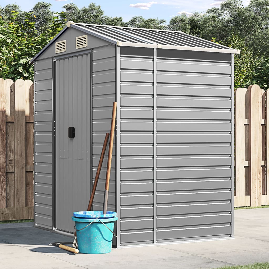 Vidaxl Garden Shed 191x130x198 cm verzinkter Stahl hellgrau