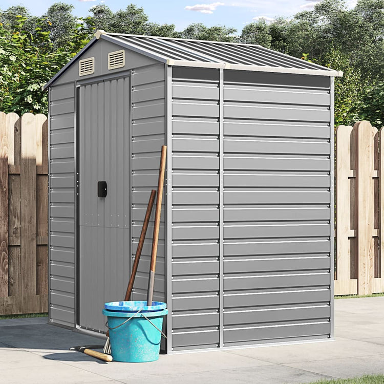 Vidaxl Garden Shed 191x130x198 cm verzinkter Stahl hellgrau