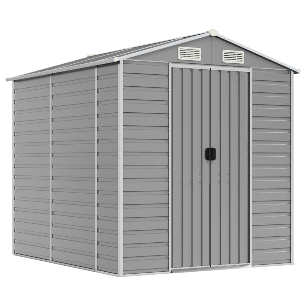 Vidaxl Garden Shed 191x215x198 cm verzinkter Stahl hellgrau