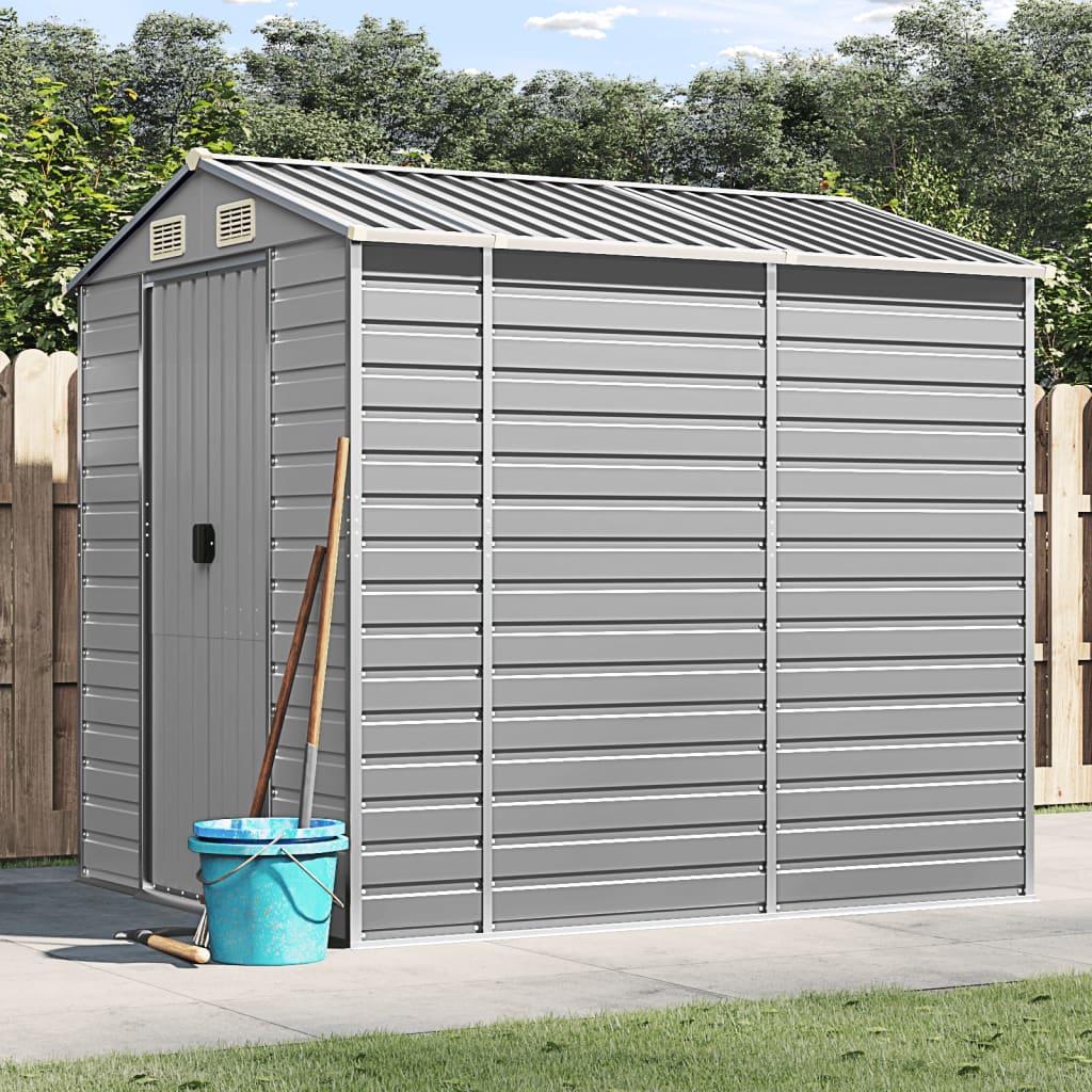 Vidaxl Garden Shed 191x215x198 cm verzinkter Stahl hellgrau