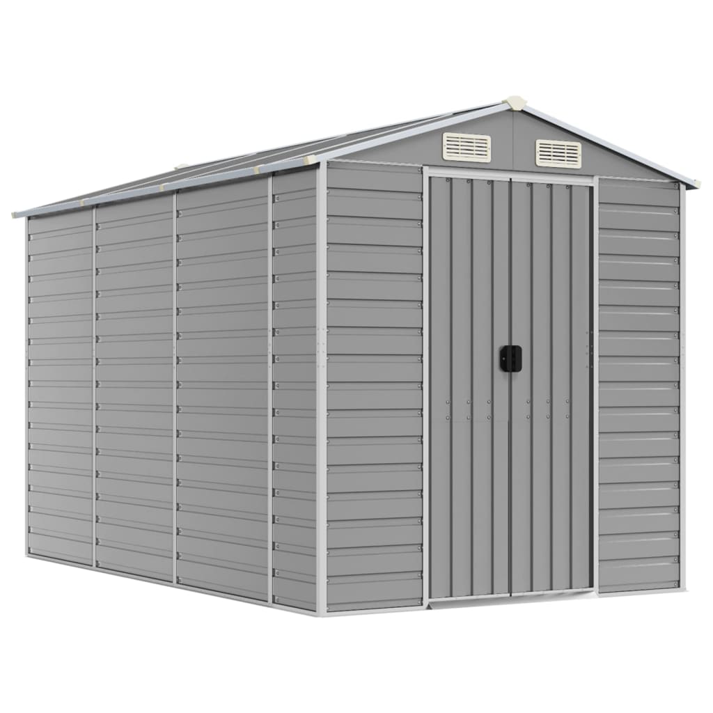 Vidaxl Garden Shed 191x300x198 cm verzinkter Stahl hellgrau