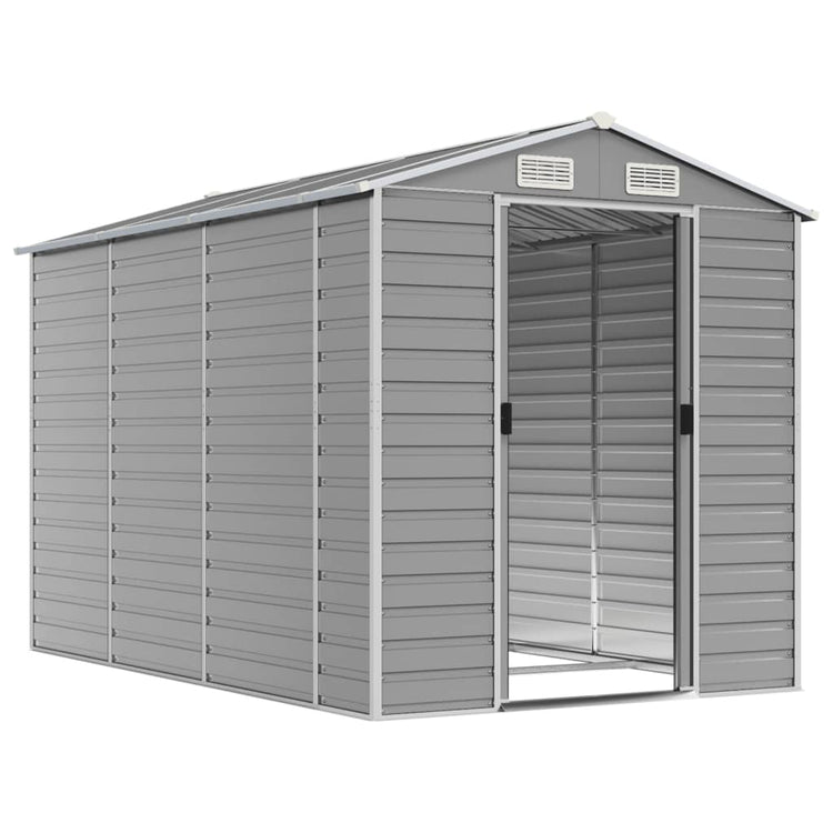 Vidaxl Garden Shed 191x300x198 cm verzinkter Stahl hellgrau