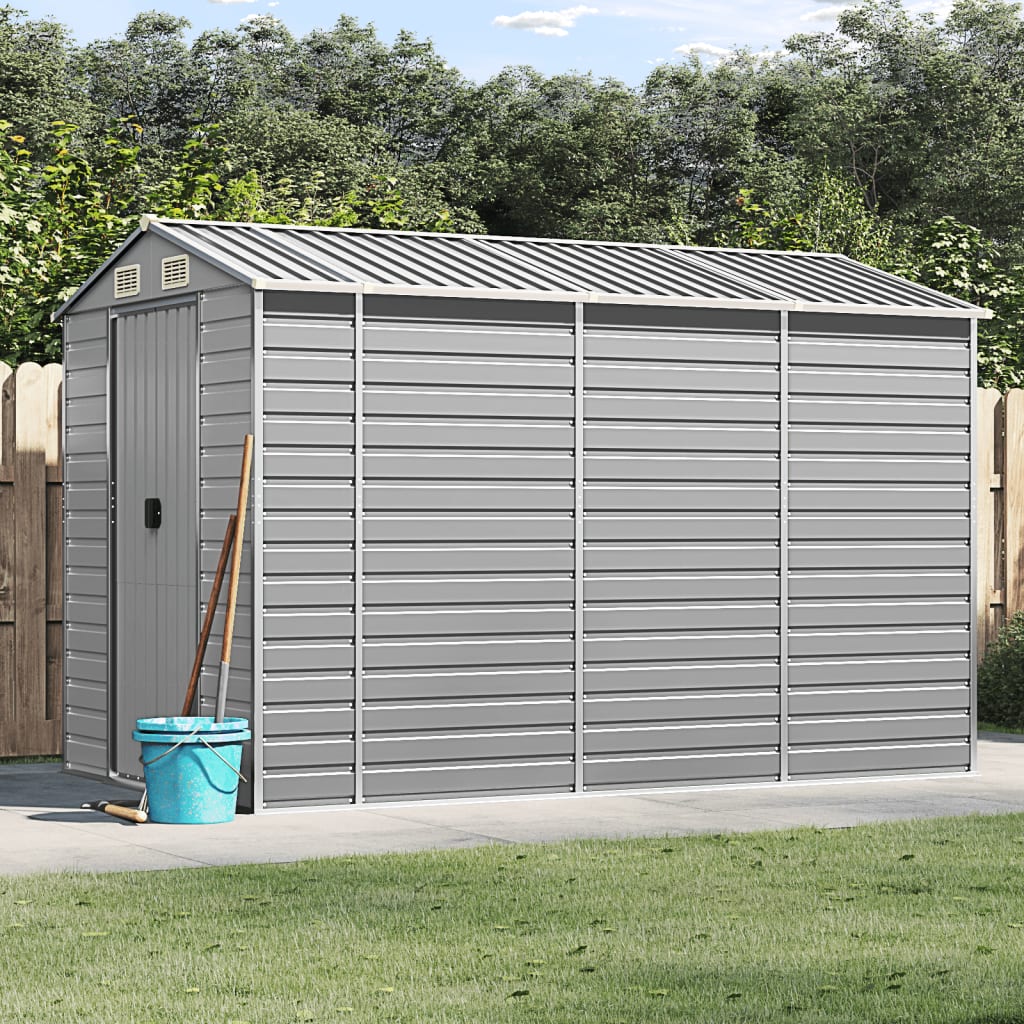 Vidaxl Garden Shed 191x300x198 cm verzinkter Stahl hellgrau
