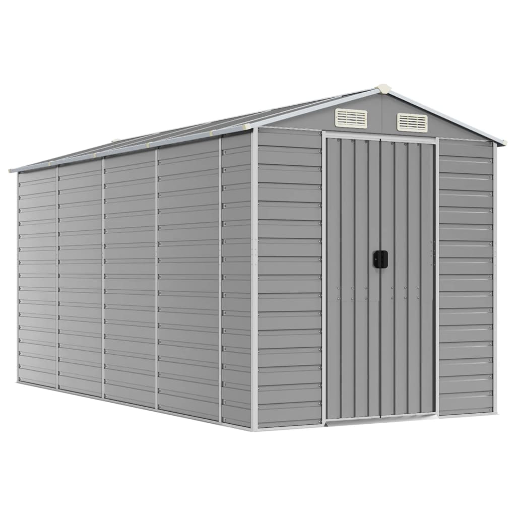 Vidaxl Garden Shed 191x385x198 cm verzinkter Stahl hellgrau