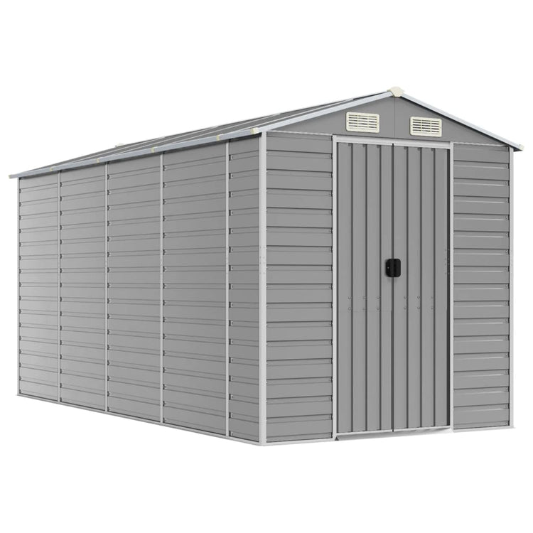 Vidaxl Garden Shed 191x385x198 cm verzinkter Stahl hellgrau