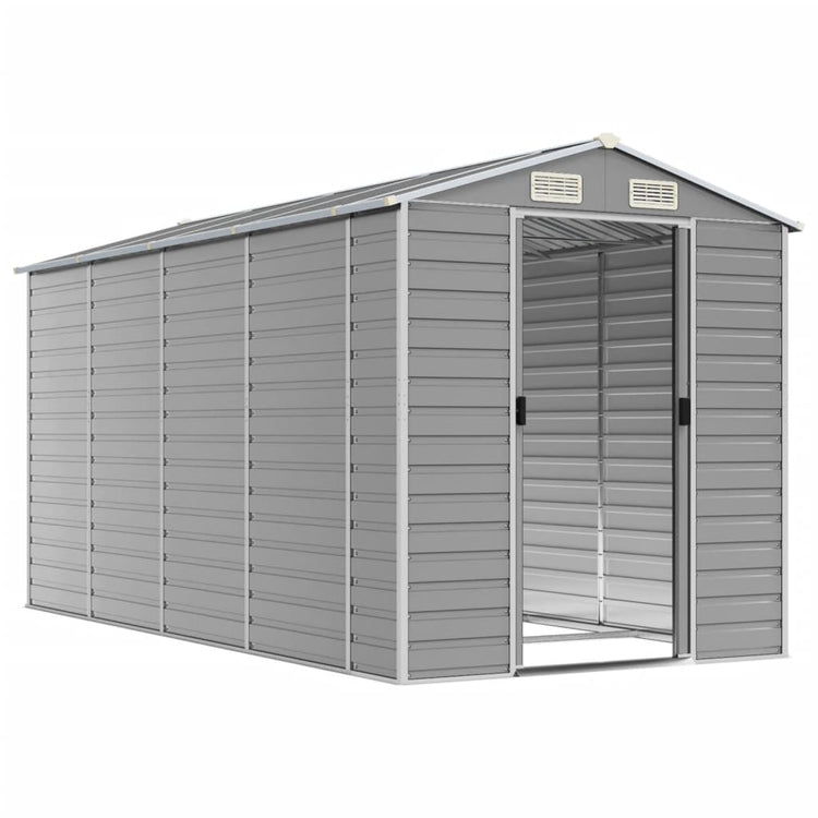 Vidaxl Garden Shed 191x385x198 cm verzinkter Stahl hellgrau