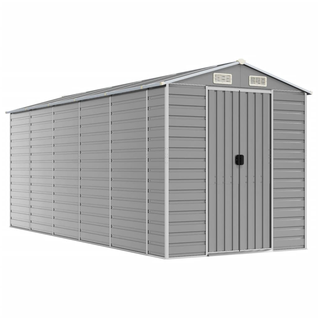 Vidaxl Garden Shed 191x470x198 cm verzinkter Stahl hellgrau