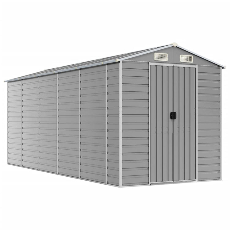 Vidaxl Garden Shed 191x470x198 cm verzinkter Stahl hellgrau