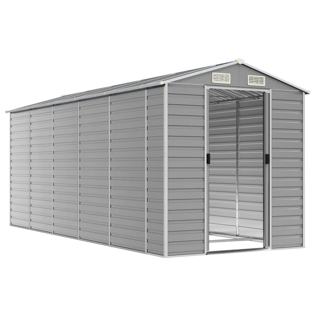 Vidaxl Garden Shed 191x470x198 cm verzinkter Stahl hellgrau