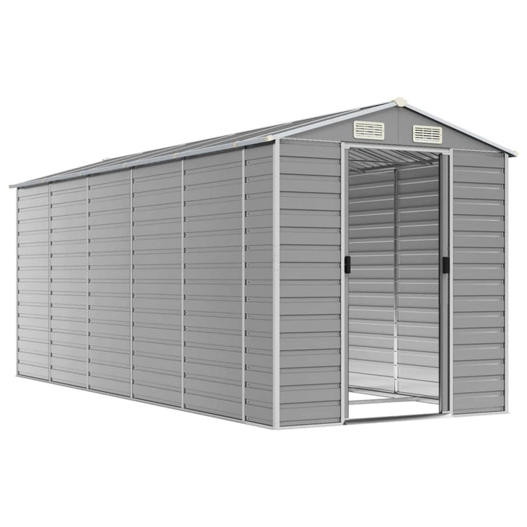 Vidaxl Garden Shed 191x470x198 cm verzinkter Stahl hellgrau