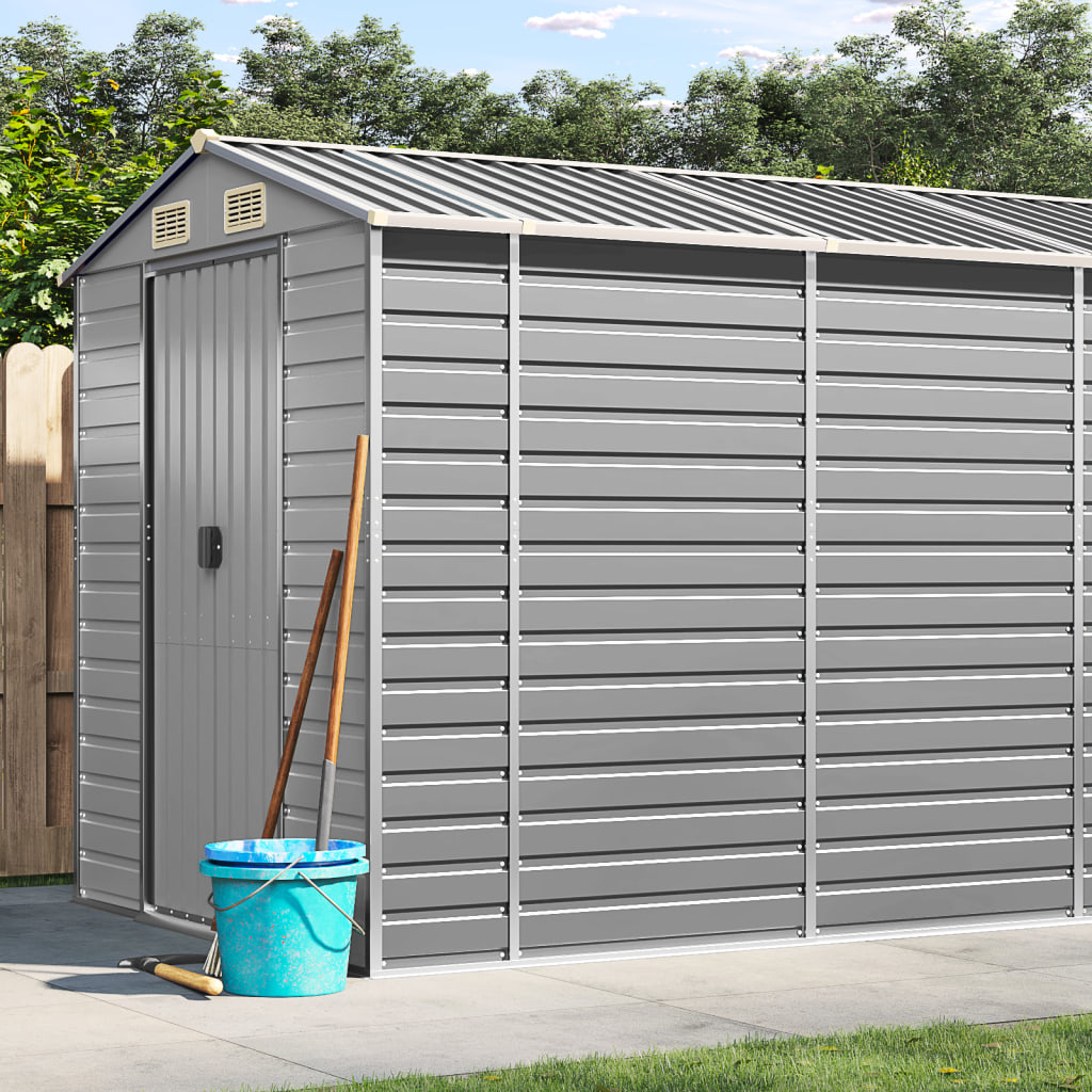 Vidaxl Garden Shed 191x470x198 cm verzinkter Stahl hellgrau