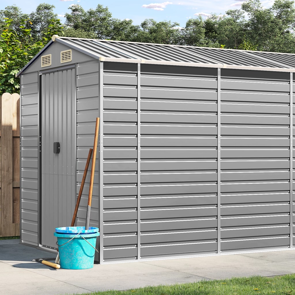 Vidaxl Garden Shed 191x555x198 cm verzinkter Stahl hellgrau