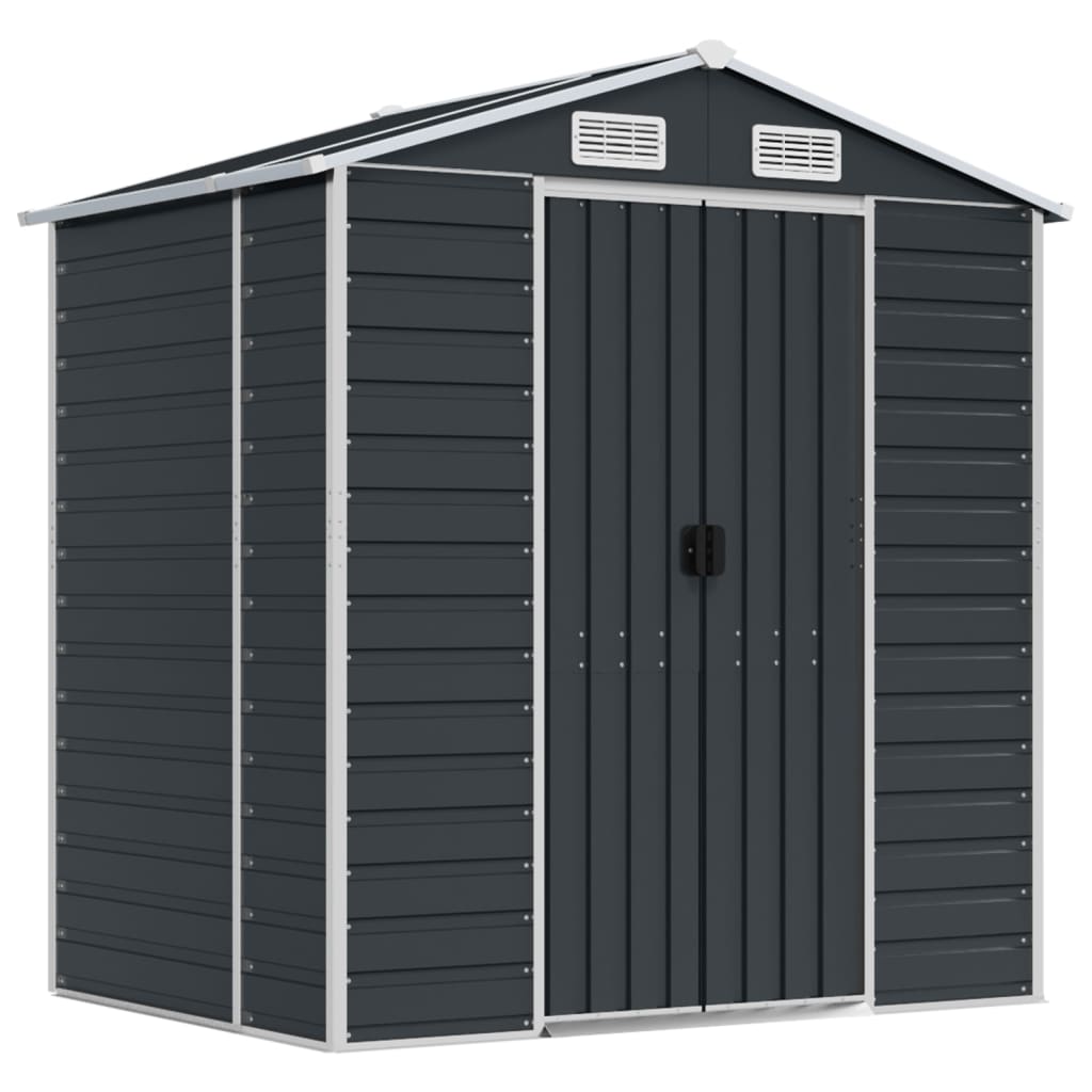 Vidaxl Garden Shed 191x130x198 cm verzinkter Stahl -Anthrazit -Gelenter