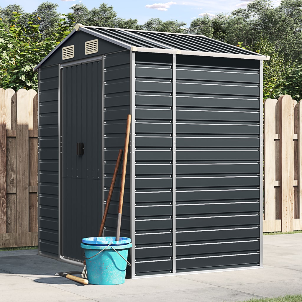 Vidaxl Garden Shed 191x130x198 cm verzinkter Stahl -Anthrazit -Gelenter