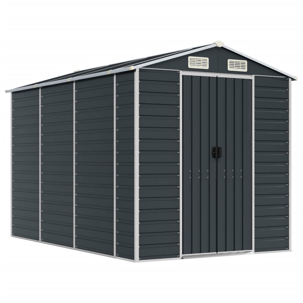 Vidaxl Garden Shed 191x300x198 cm verzinkter Stahl -Anthrazit -Gelenter