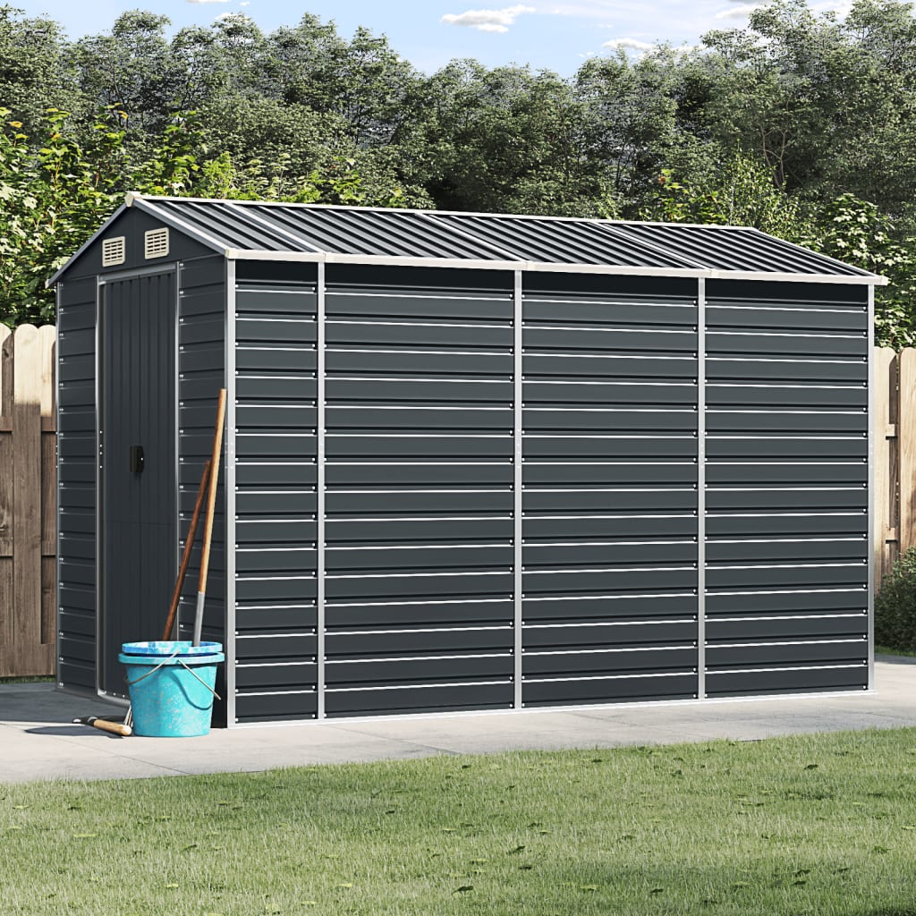 Vidaxl Garden Shed 191x300x198 cm verzinkter Stahl -Anthrazit -Gelenter