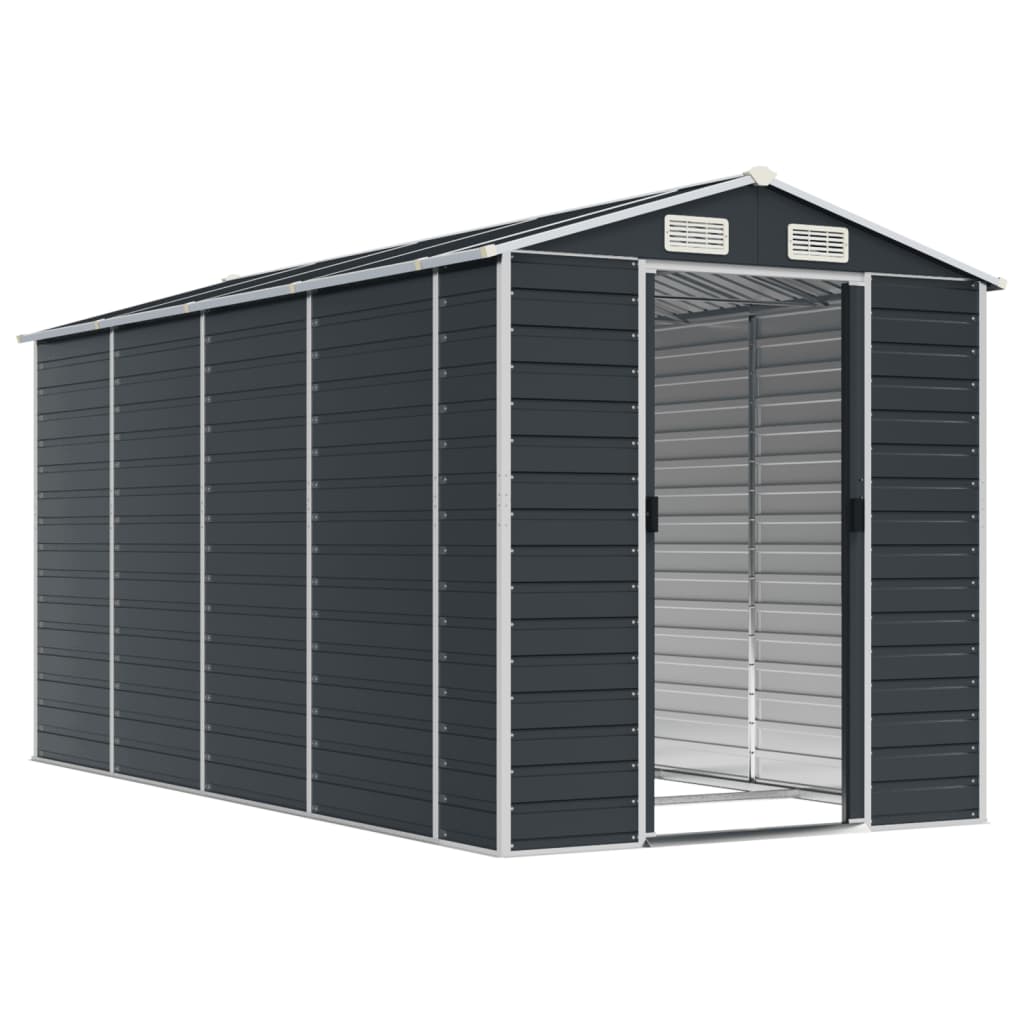 Vidaxl Garden Shed 191x385x198 cm verzinkter Stahl -Anthrazit -gelöscht