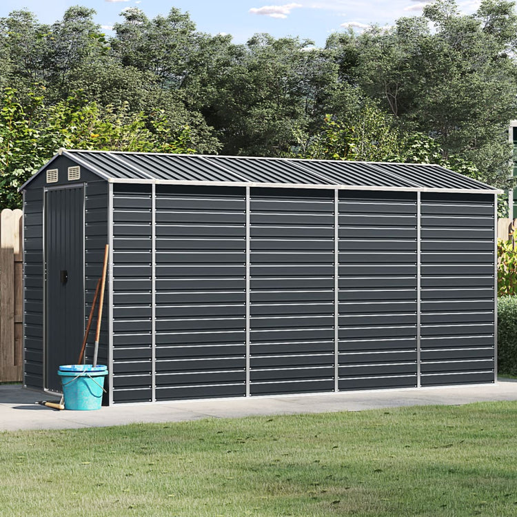 Vidaxl Garden Shed 191x385x198 cm verzinkter Stahl -Anthrazit -gelöscht