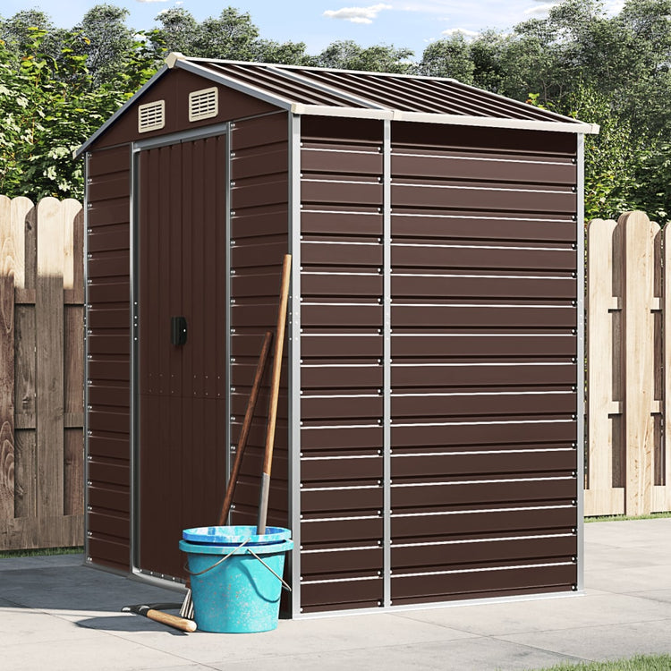 Vidaxl Garden Shed 191x130x198 cm verzinkter Stahlbraun