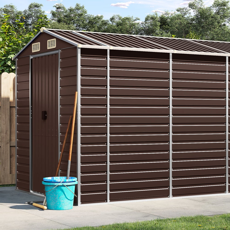 Vidaxl Garden Shed 191x725x198 cm verzinkter Stahlbraun