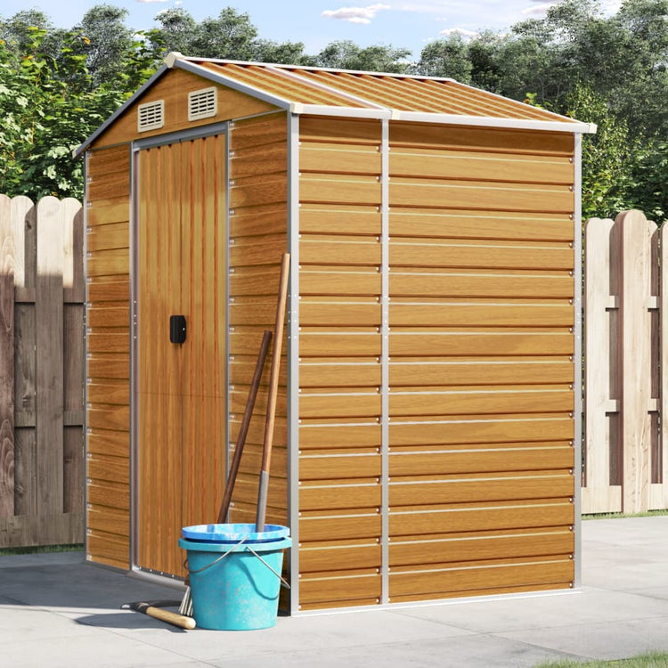 Vidaxl Garden Shed 191x130x198 cm verzinkter Stahl hellbraun