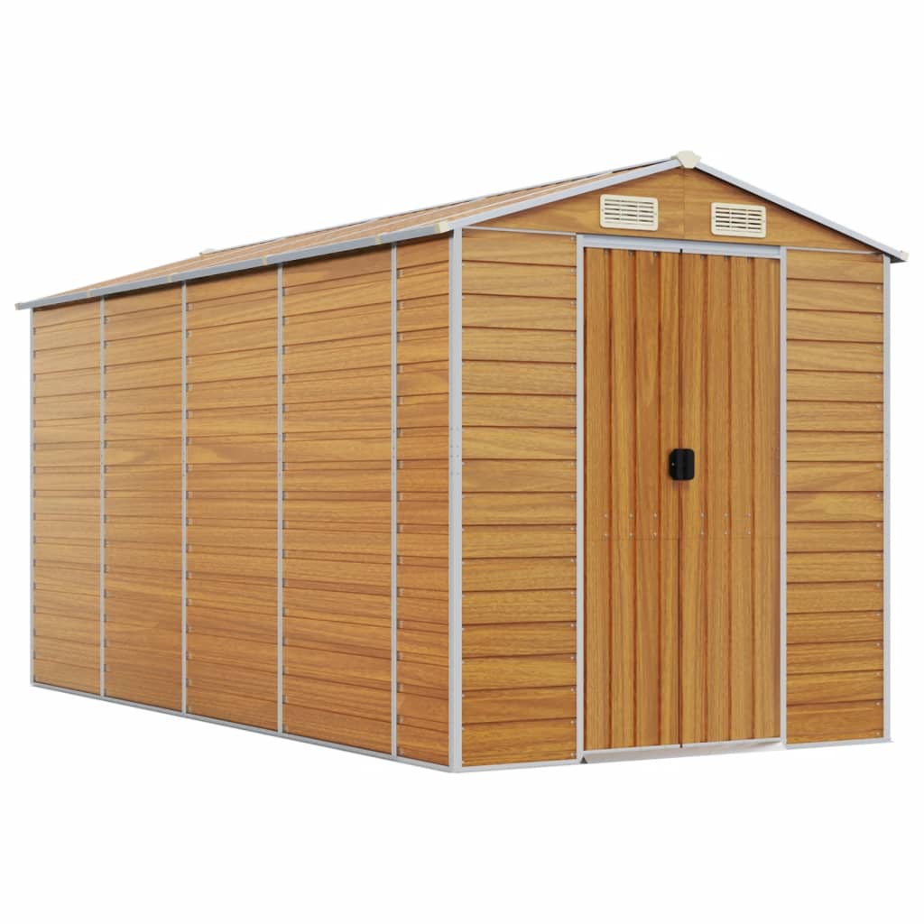 Vidaxl Garden Shed 191x385x198 cm verzinkter Stahl hellbraun