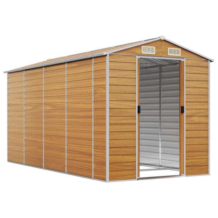 Vidaxl Garden Shed 191x385x198 cm verzinkter Stahl hellbraun