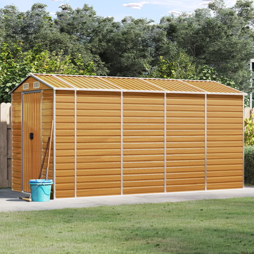 Vidaxl Garden Shed 191x385x198 cm verzinkter Stahl hellbraun