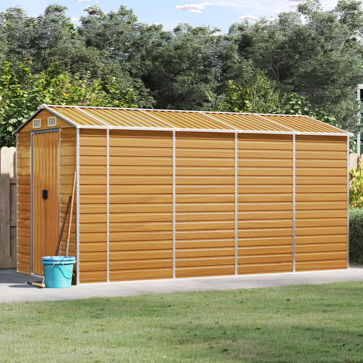 Vidaxl Garden Shed 191x385x198 cm verzinkter Stahl hellbraun
