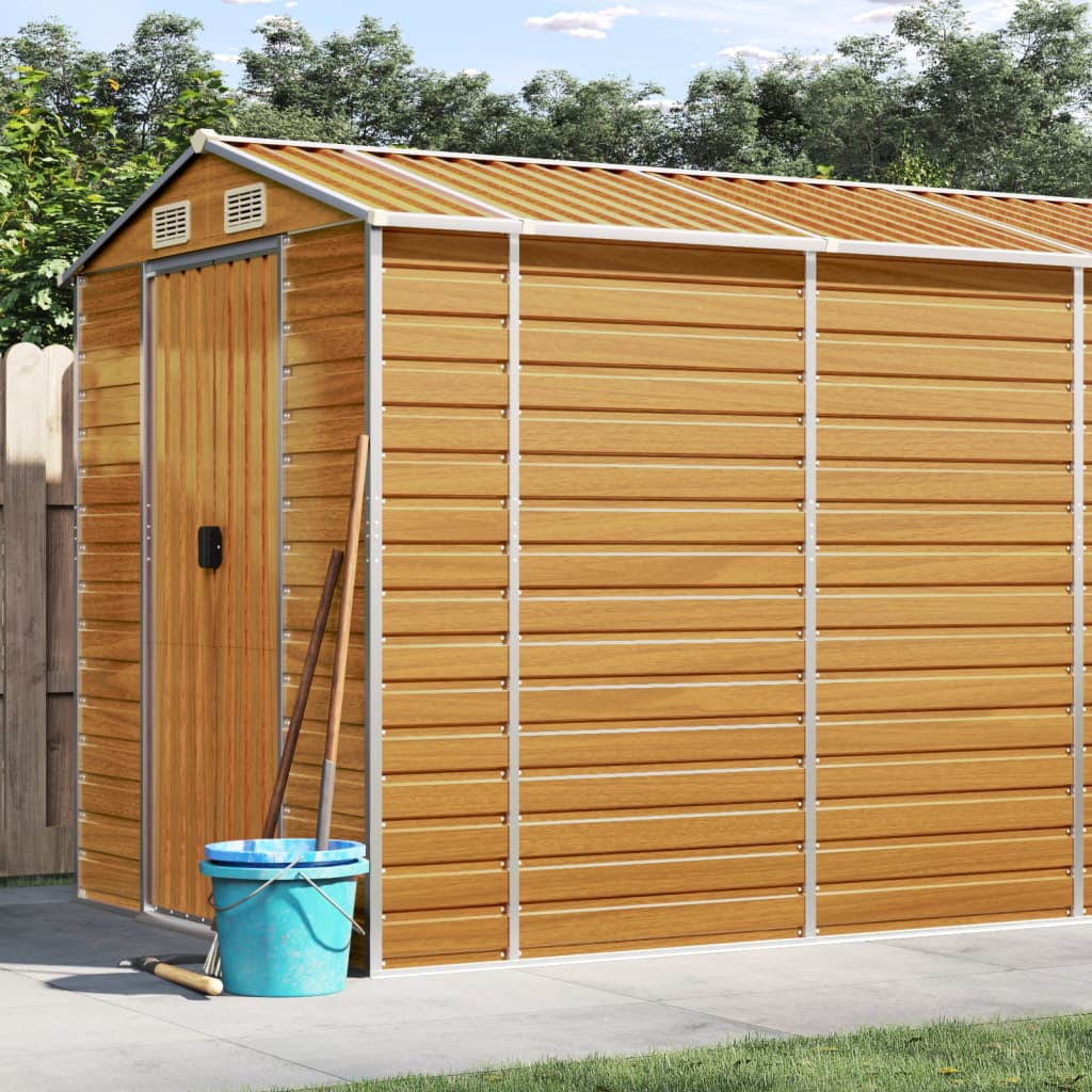 Vidaxl Garden Shed 191x470x198 cm verzinktes Stahl hellbraun