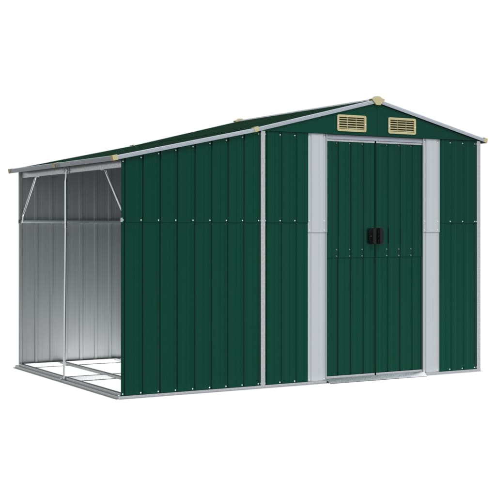 Vidaxl Garden Shed 277x192.5x179 cm verzinkter Stahlgrün