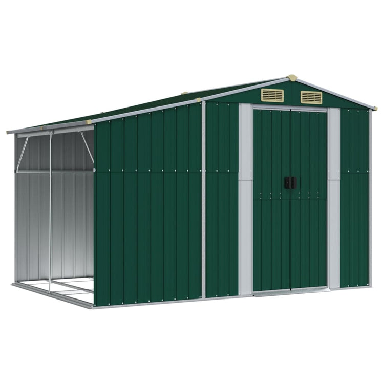 Vidaxl Garden Shed 277x192.5x179 cm verzinkter Stahlgrün