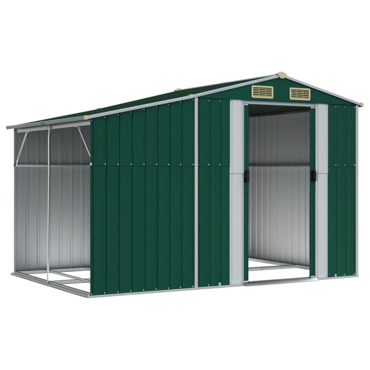 Vidaxl Garden Shed 277x192.5x179 cm verzinkter Stahlgrün