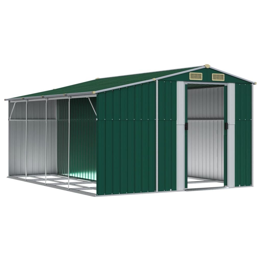 Vidaxl Garden Shed 277x365.5x179 cm verzinkter Stahlgrün