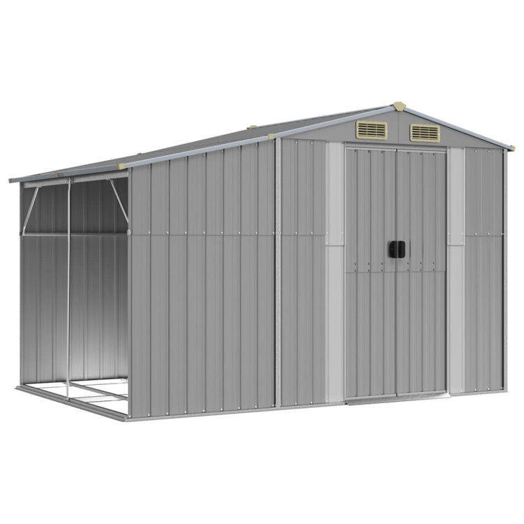 Vidaxl Garden Shed 277x192.5x179 cm verzinkter Stahl grau
