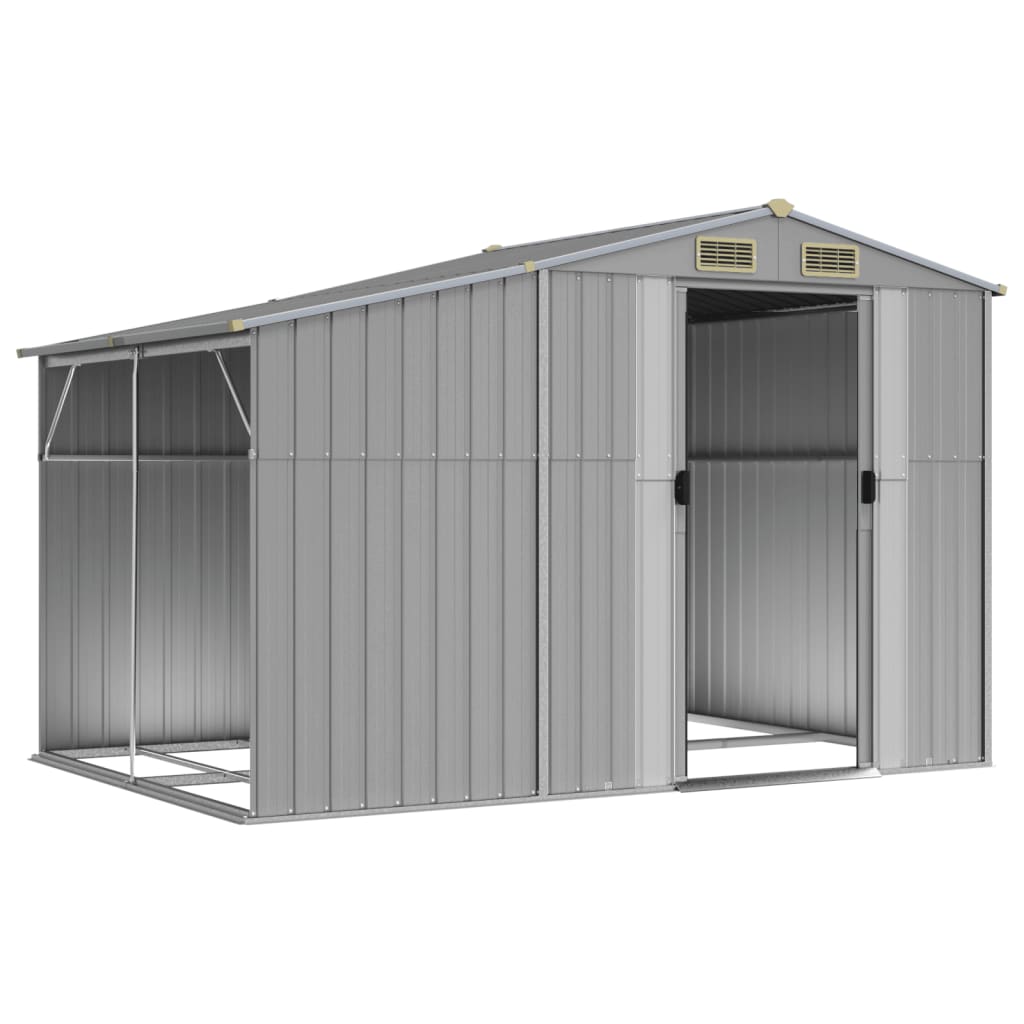 Vidaxl Garden Shed 277x192.5x179 cm verzinkter Stahl grau