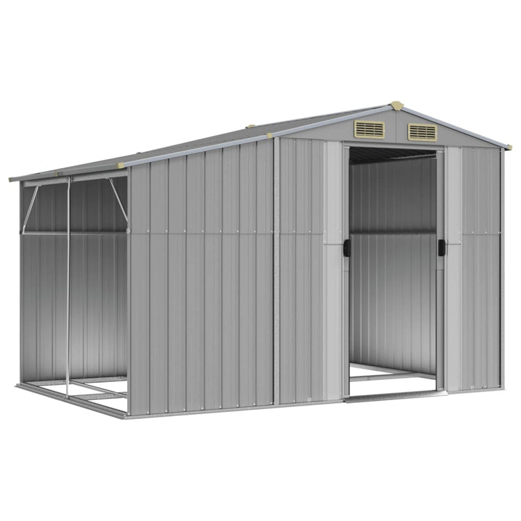 Vidaxl Garden Shed 277x192.5x179 cm verzinkter Stahl grau