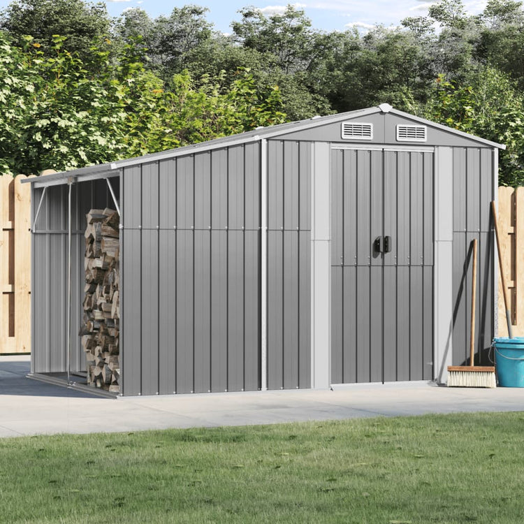 Vidaxl Garden Shed 277x192.5x179 cm verzinkter Stahl grau