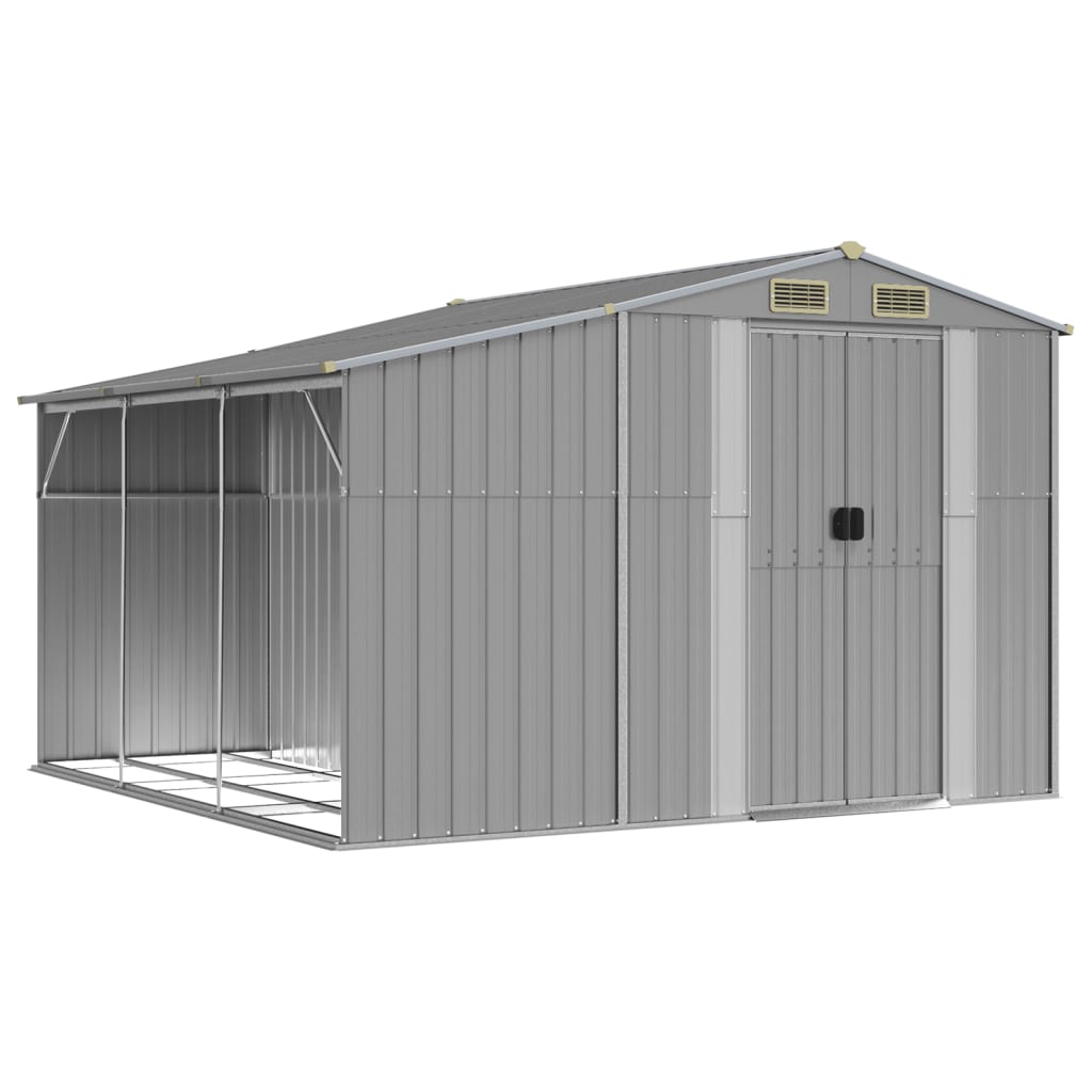 Vidaxl Garden Shed 277x279x179 cm verzinkter Stahl grau
