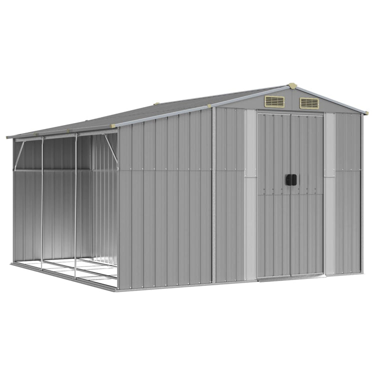 Vidaxl Garden Shed 277x279x179 cm verzinkter Stahl grau